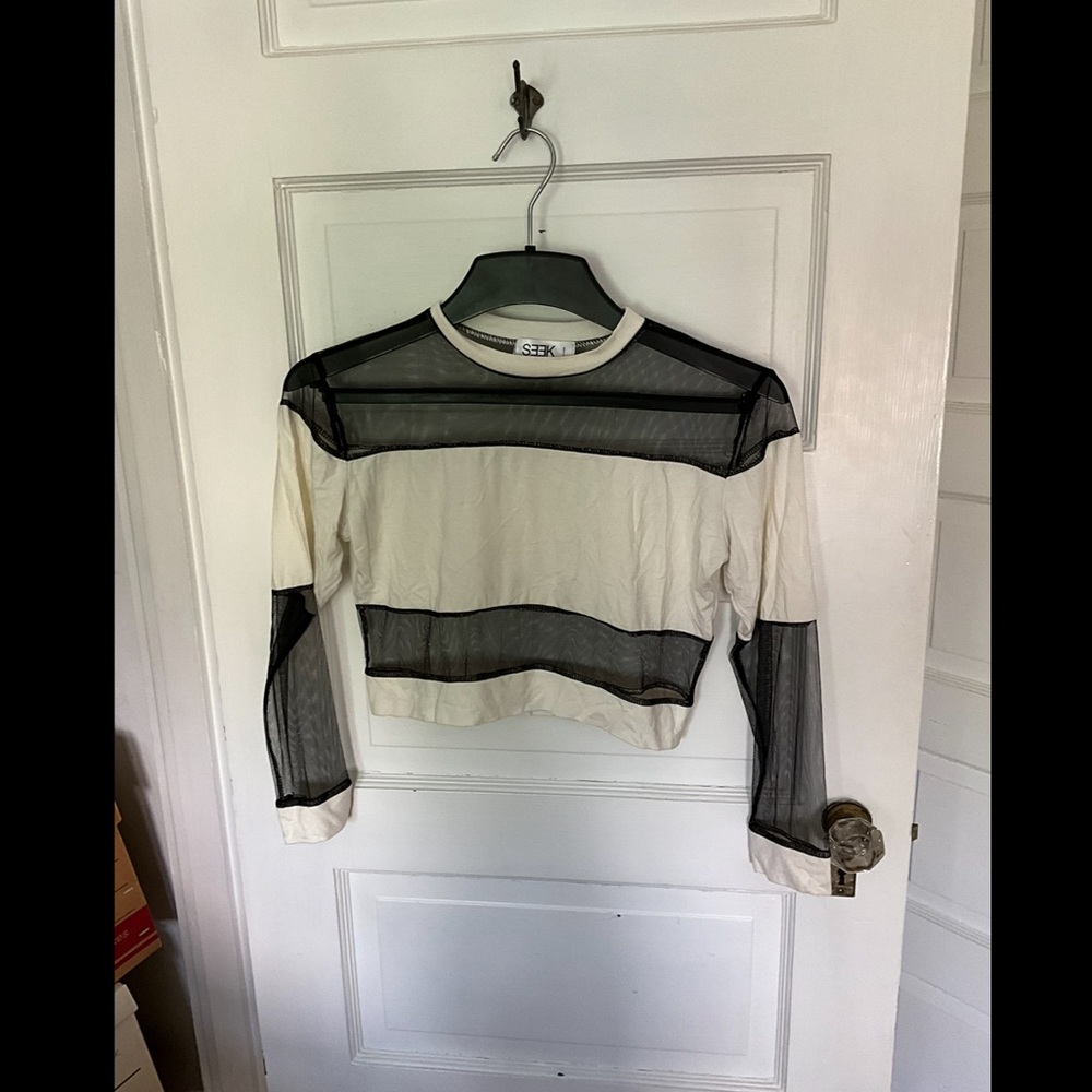 SEEK Mesh Long Sleeve Cropped Top